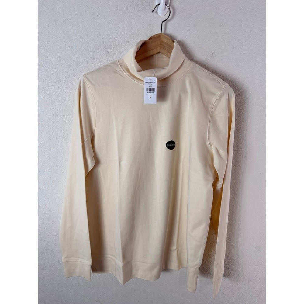 NEW LL Bean Womens Medium Interlock Turtleneck Cream Long Sleeve Top